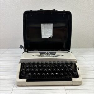 Vintage Sears Manual Slim Portable Typewriter w/Case White Model 268.52100
